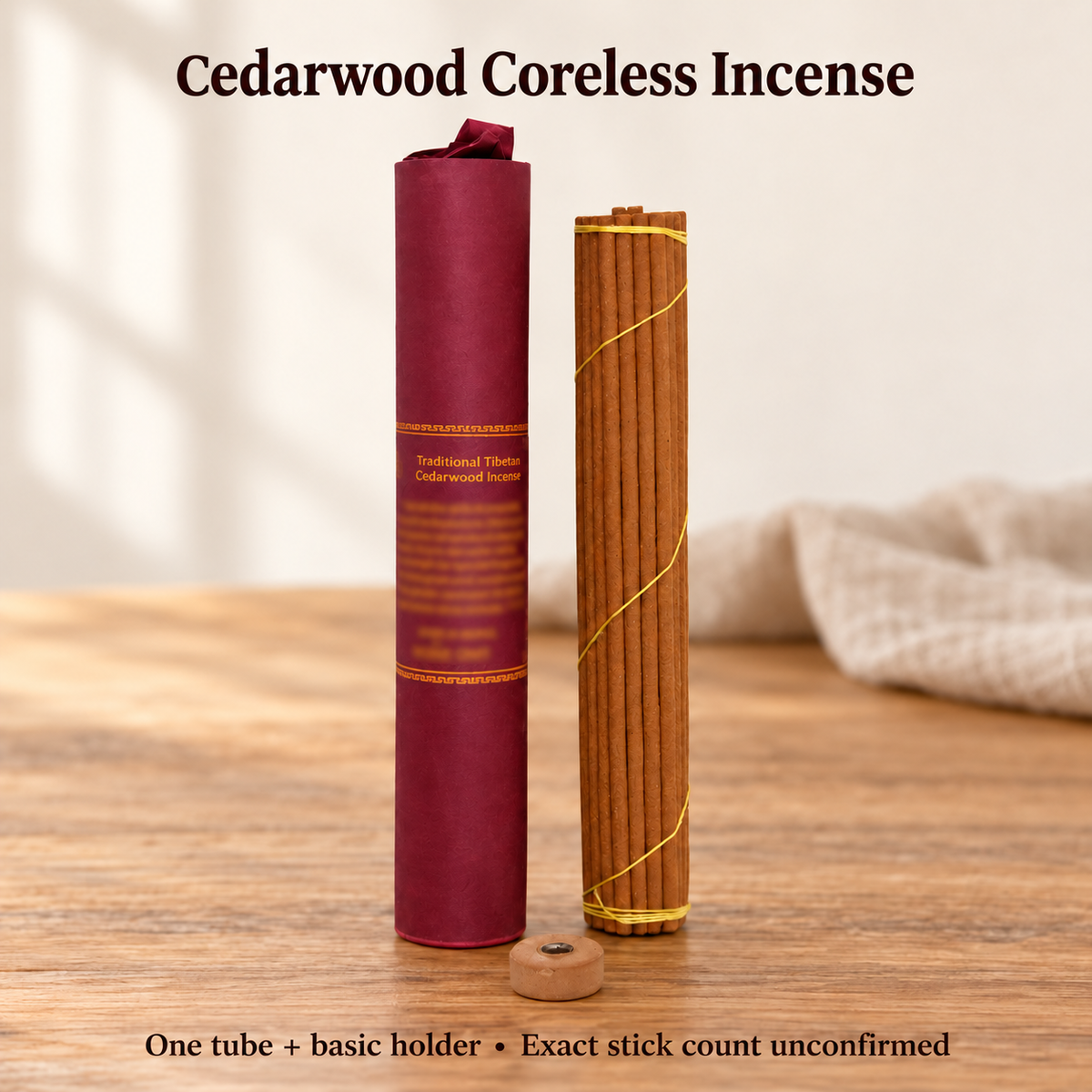 Cedarwood Coreless Incense — Red Tube with Basic Holder | variant-01