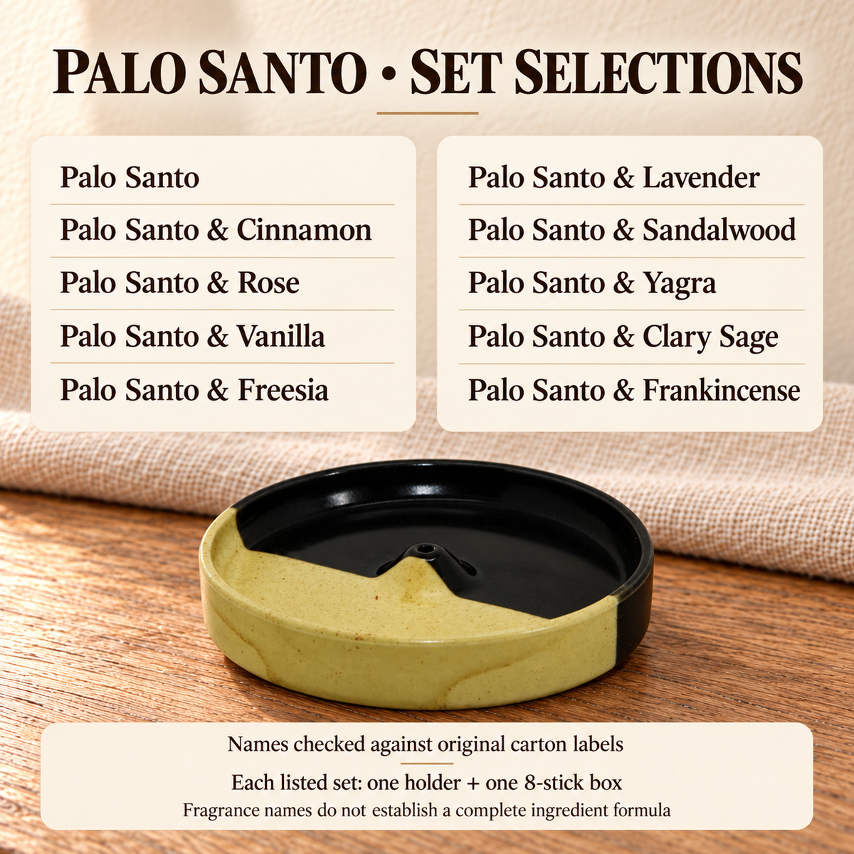 Palo Santo set fragrance guide