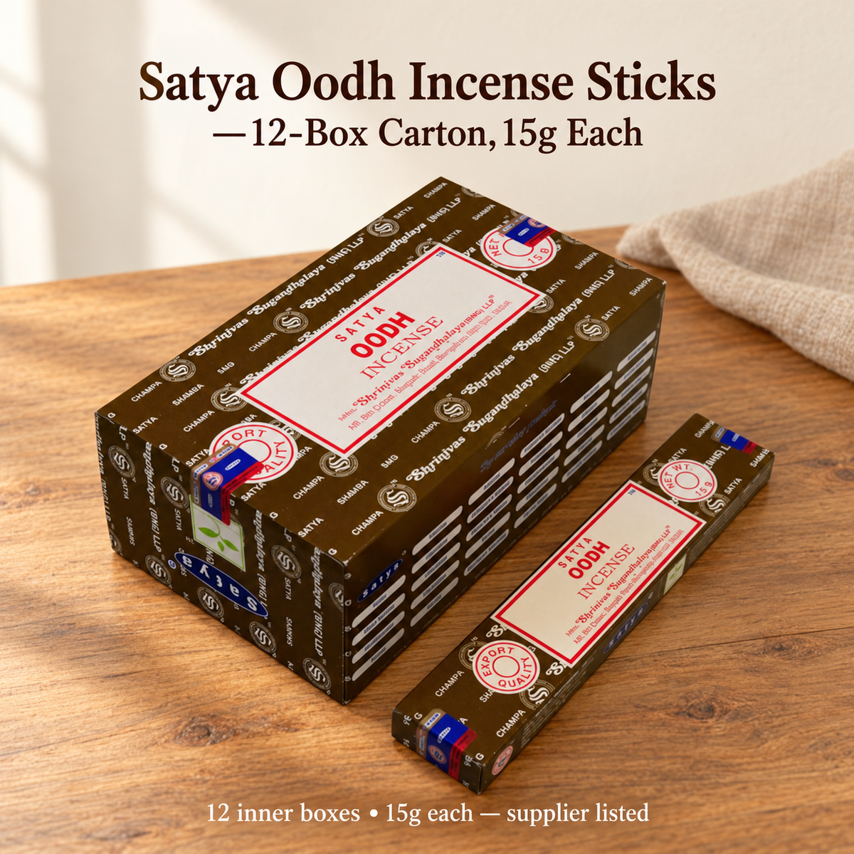 Satya Oodh Incense Sticks —12-Box Carton,15g Each — product-05