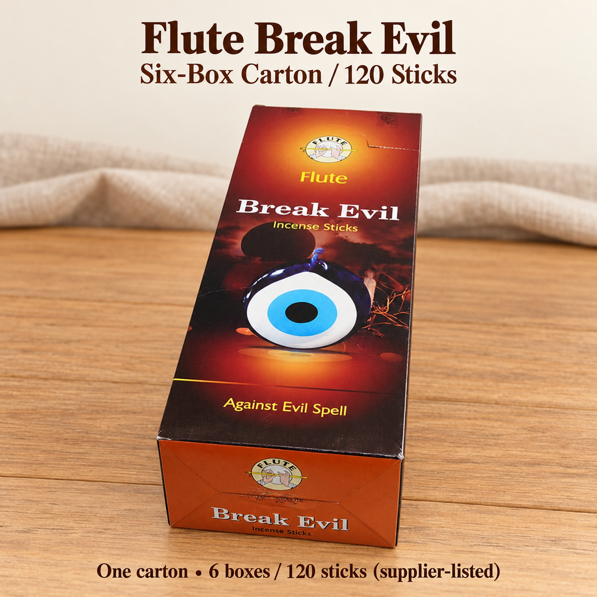 Flute Break Evil Incense Sticks — Six-Box Carton, 120 Sticks — product-03
