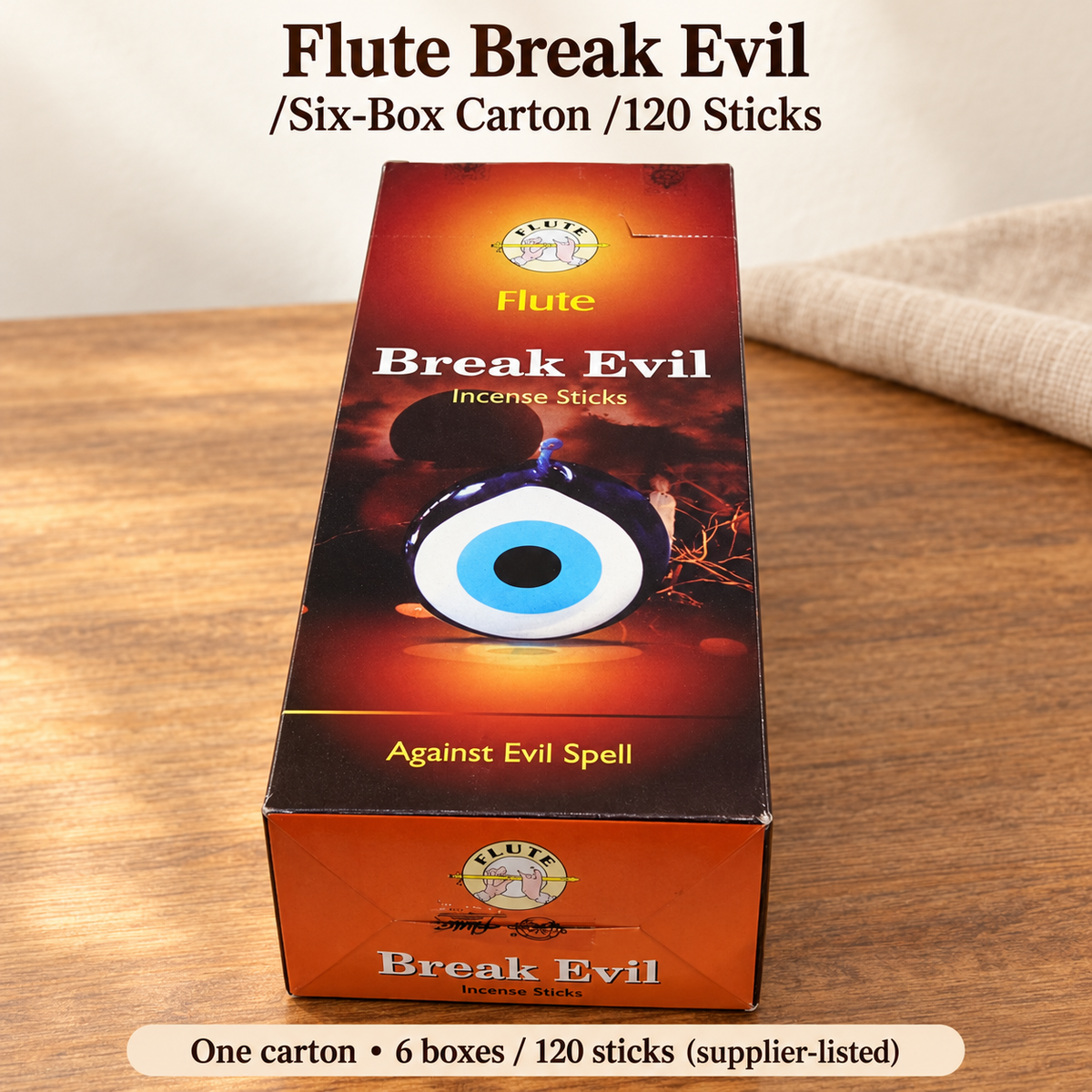Flute Break Evil Incense Sticks — Six-Box Carton, 120 Sticks — product-04