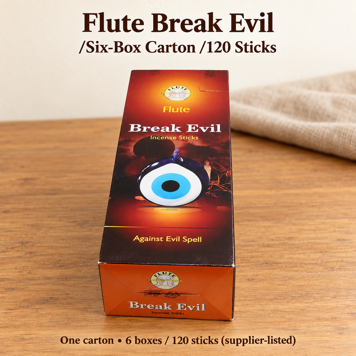 Flute Break Evil Incense Sticks — Six-Box Carton, 120 Sticks — product-05
