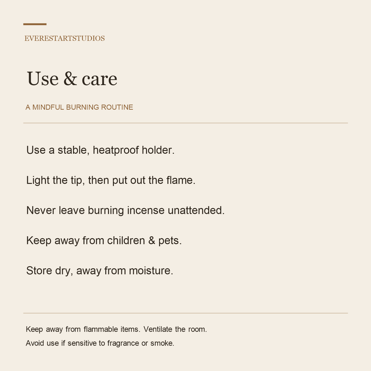 Tibetan incense — care