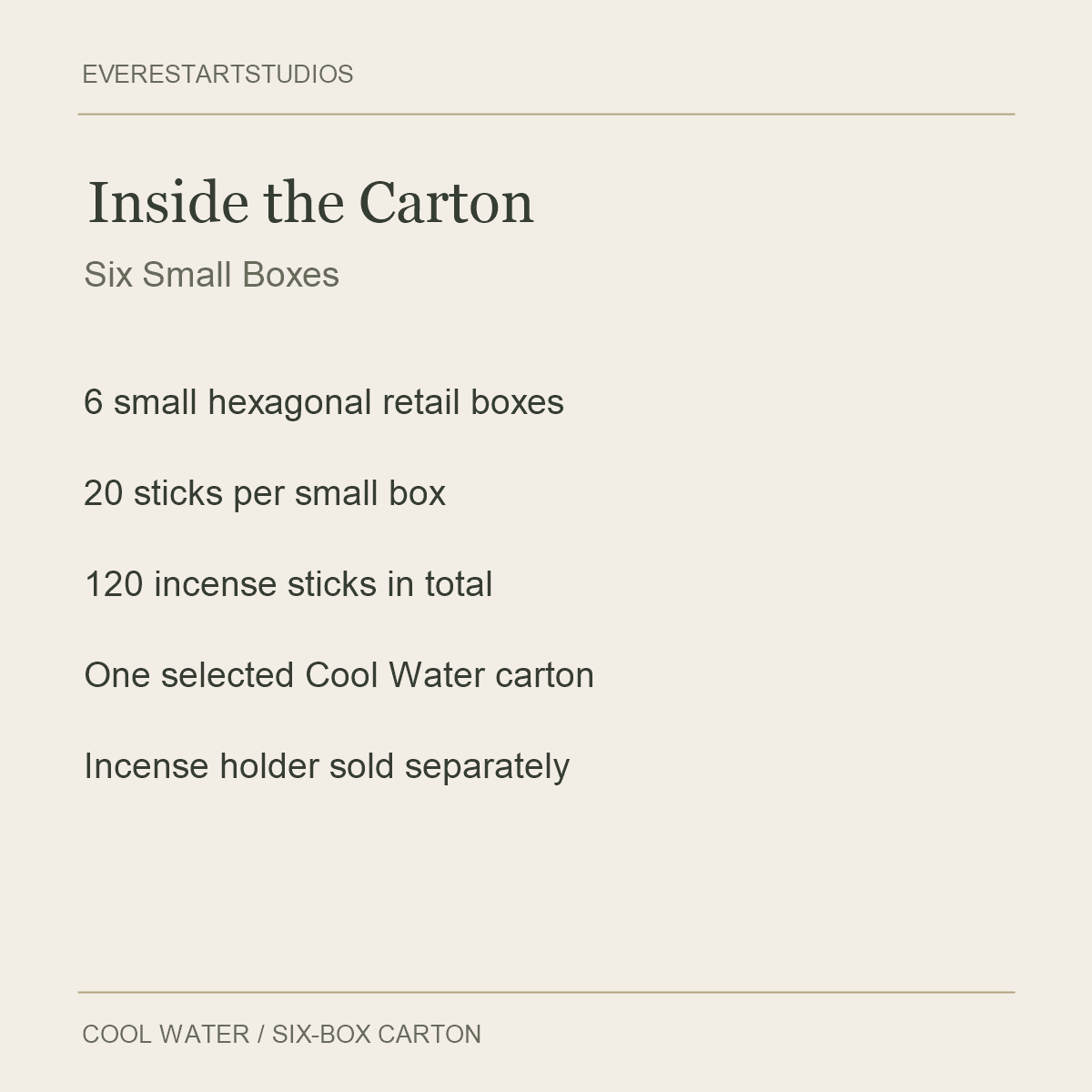 Garden Fresh Cool Water Incense Sticks — Inside the Carton