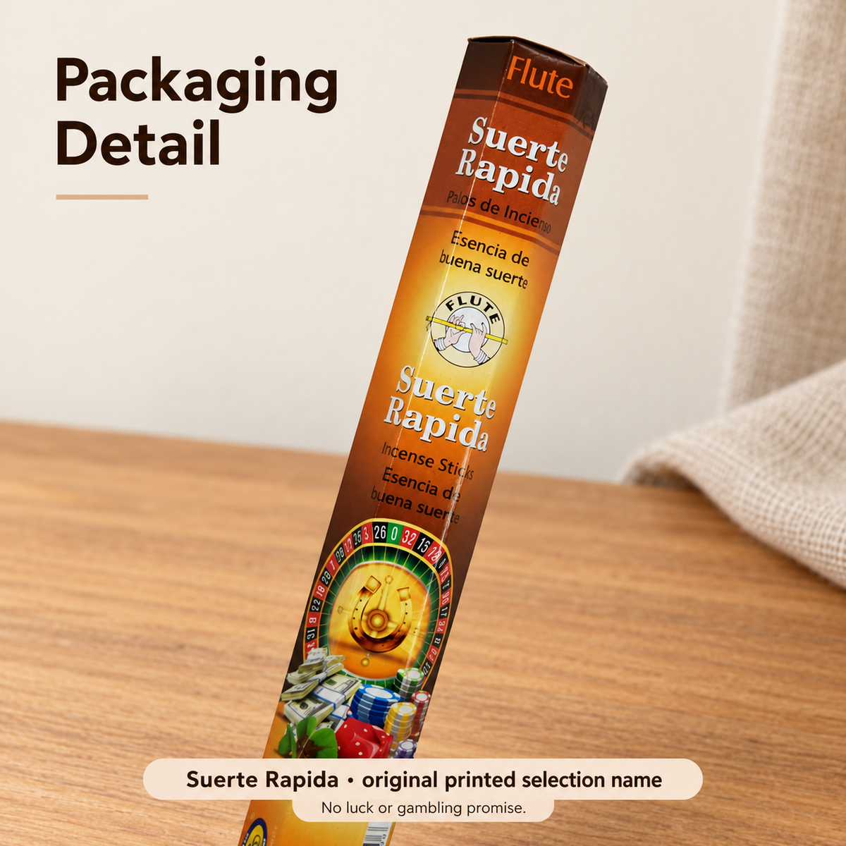 Flute Suerte Rapida — original brand name and printed artwork