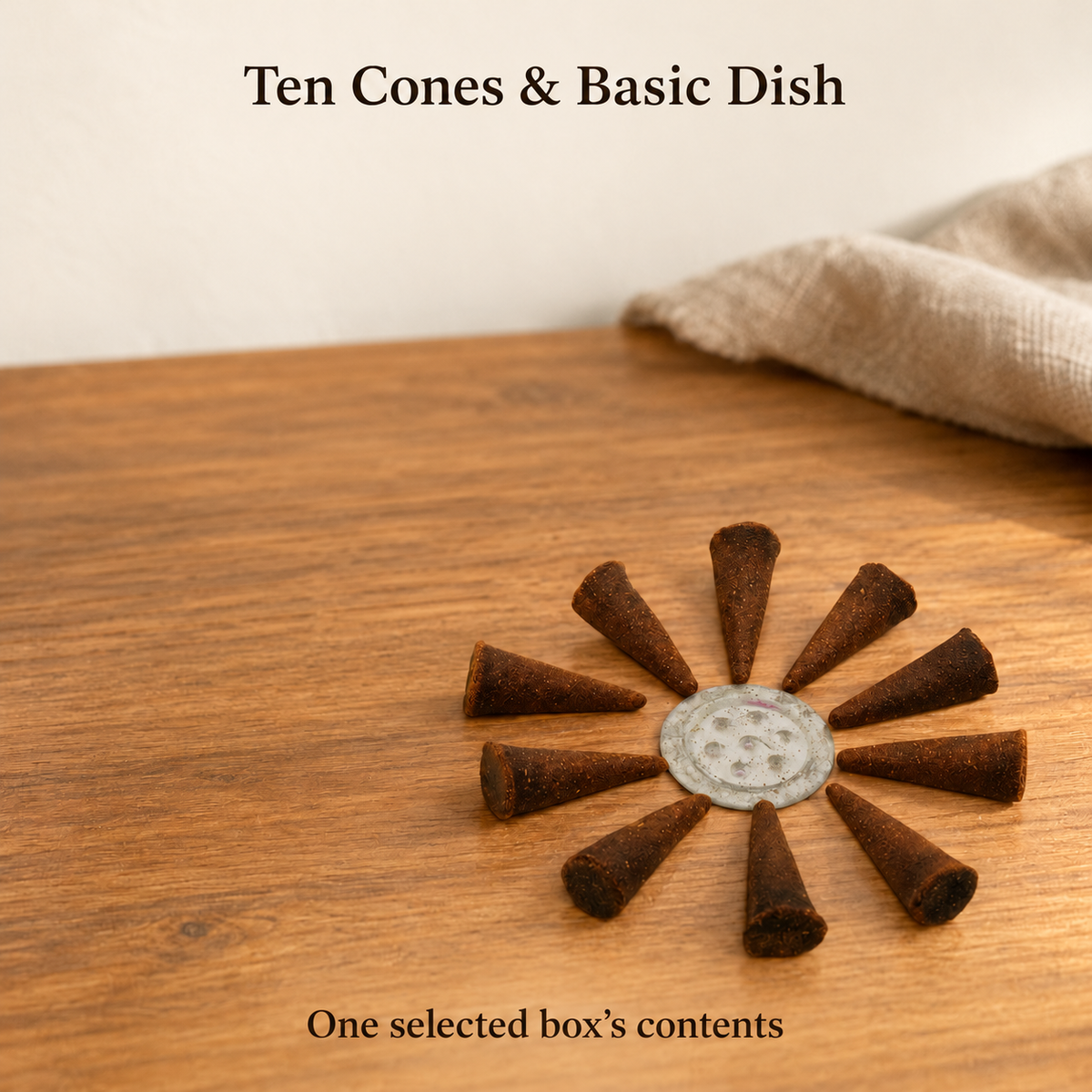 GR Pine Incense Cones — 10-Cones Small Box with Basic Dish | product-03