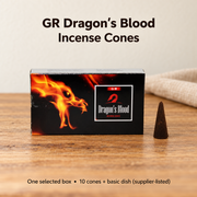 GR Dragon’s Blood Incense Cones — 10-Cones Small Box with Basic Dish | variant-01