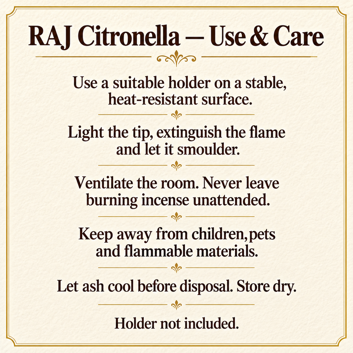 TB9324078226 | RAJ Citronella — Use & Care | 