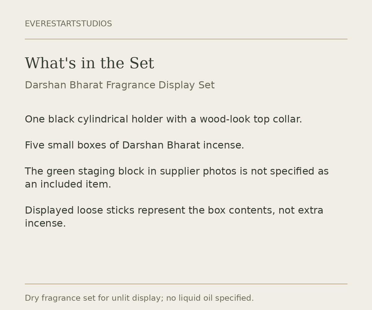 Darshan Bharat unlit fragrance set packaging information