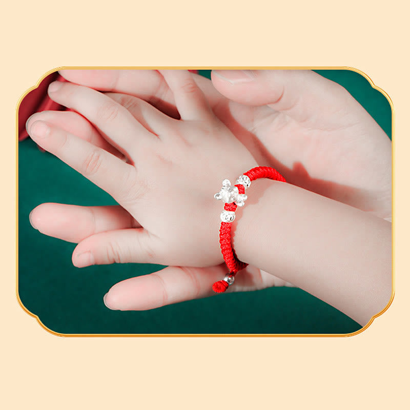 EverestArtStudios 999 Sterling Silver Chinese Zodiac Red Cord Fortune Handcrafted Children's Bracelet