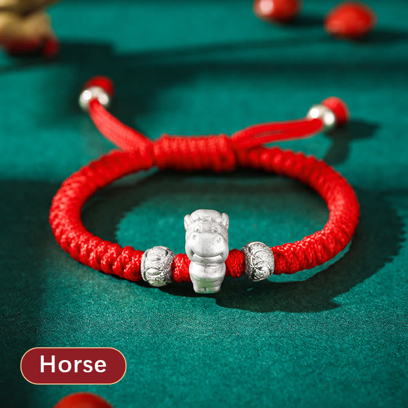 EverestArtStudios 999 Sterling Silver Chinese Zodiac Red Cord Fortune Handcrafted Children's Bracelet