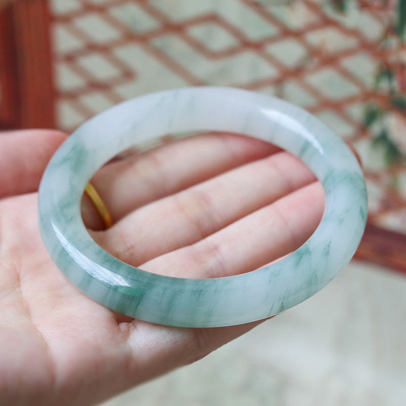 EverestArtstudios Natural Jade Luck Prosperity Bangle Bracelet