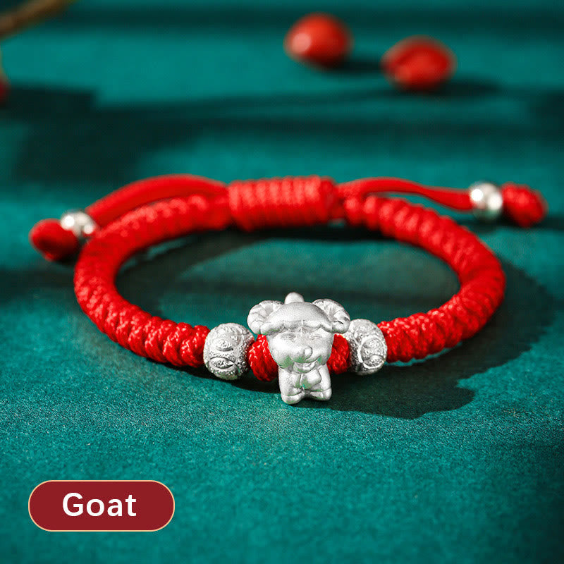 EverestArtStudios 999 Sterling Silver Chinese Zodiac Red Cord Fortune Handcrafted Children's Bracelet