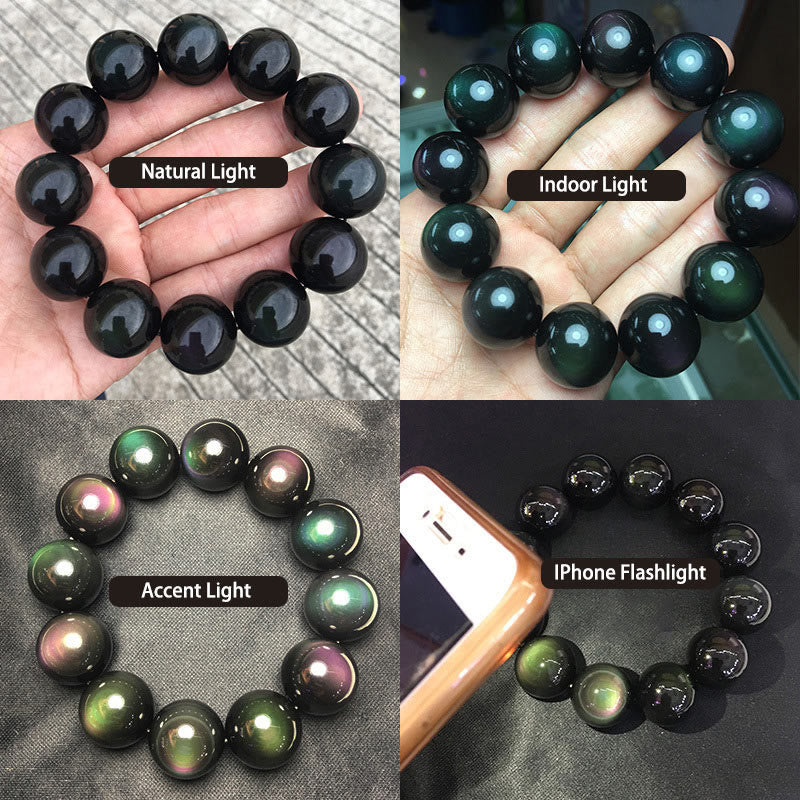 EverestArtStudios Genuine Green Eye Obsidian Prosperity Bracelet