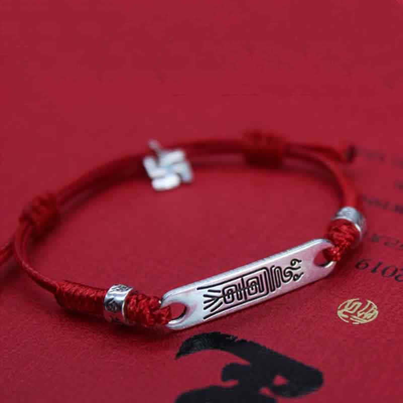EverestArtStudios 925 Sterling Silver Red Cord Fortune Resilience Woven Bracelet