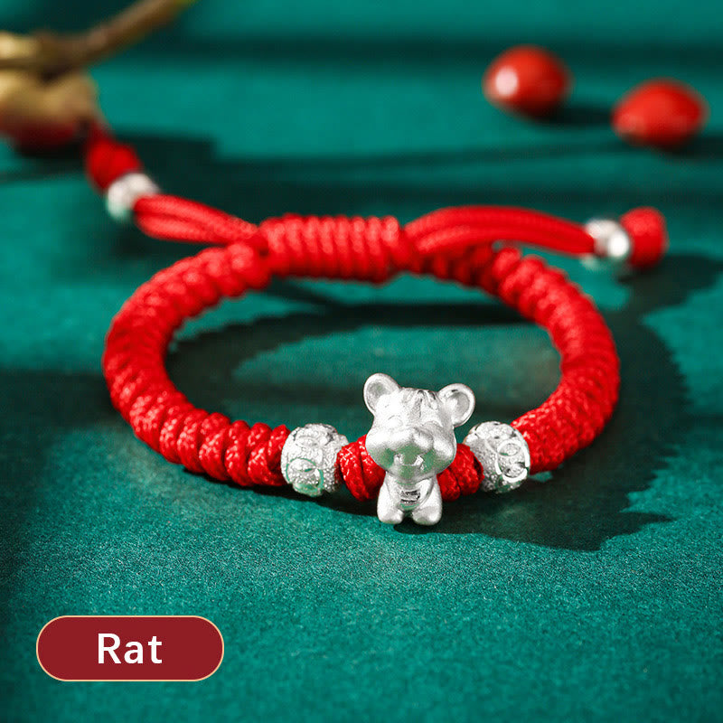 EverestArtStudios 999 Sterling Silver Chinese Zodiac Red Cord Fortune Handcrafted Children's Bracelet