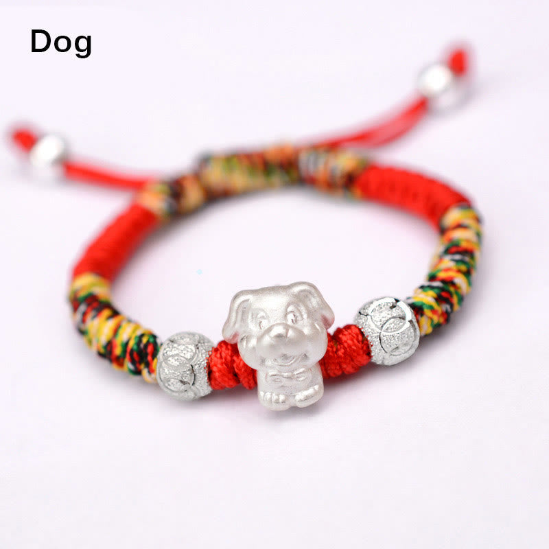 EverestArtStudios 999 Sterling Silver Chinese Zodiac Red Cord Fortune Handcrafted Children's Bracelet