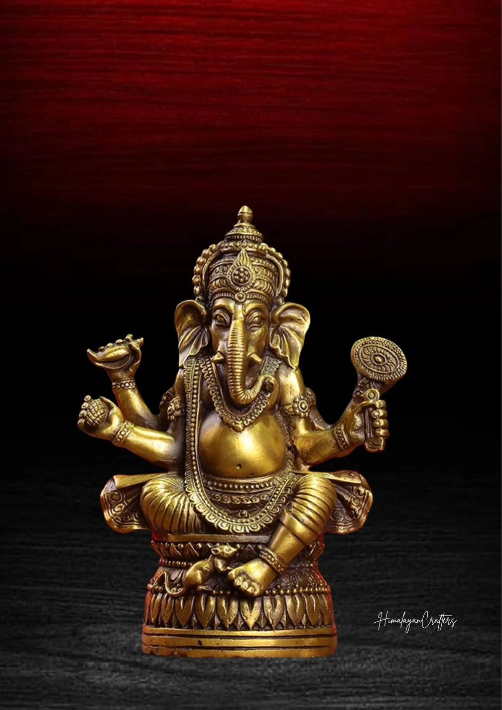 Brass Ganesha statue photographed view 2