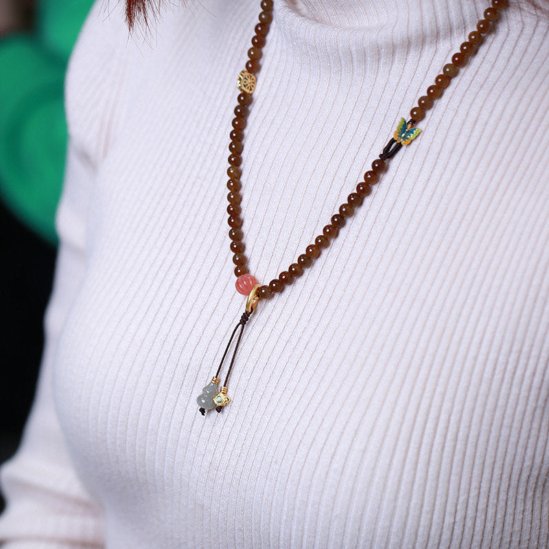 EverestArtstudios Jade Butterfly Gourd Prosperity Luck Bracelet Necklace