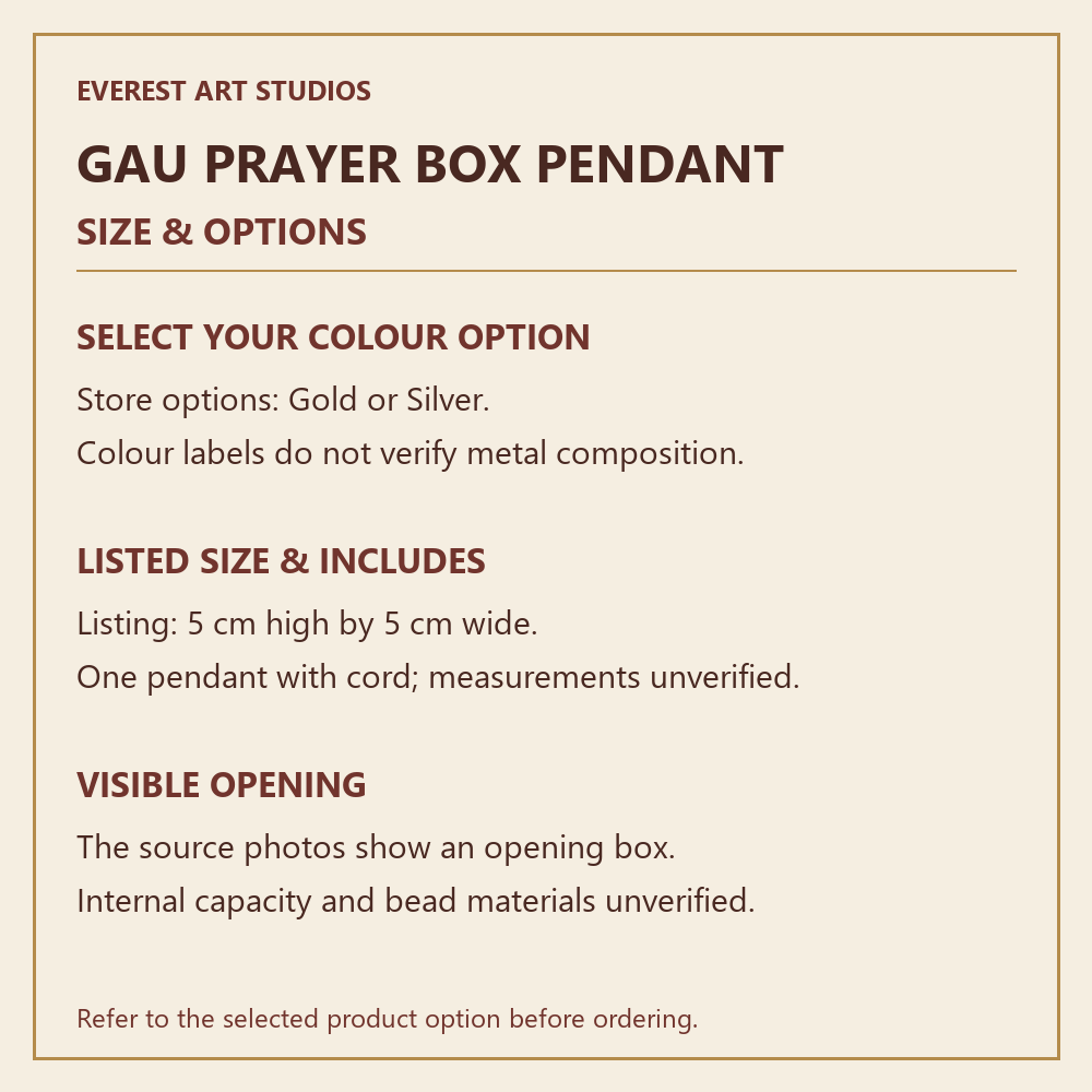 size and options