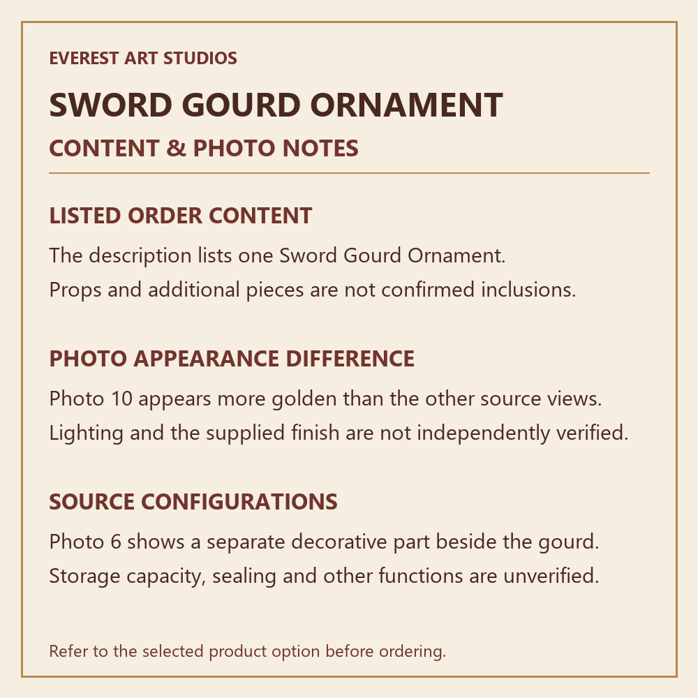 SWORD GOURD ORNAMENT — CONTENT & PHOTO NOTES