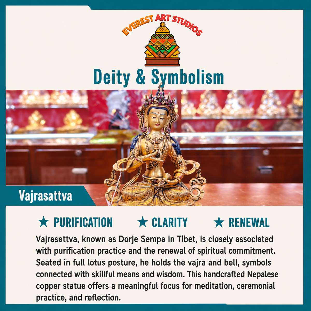 Vajrasattva deity and symbolism by Everest Art Studios