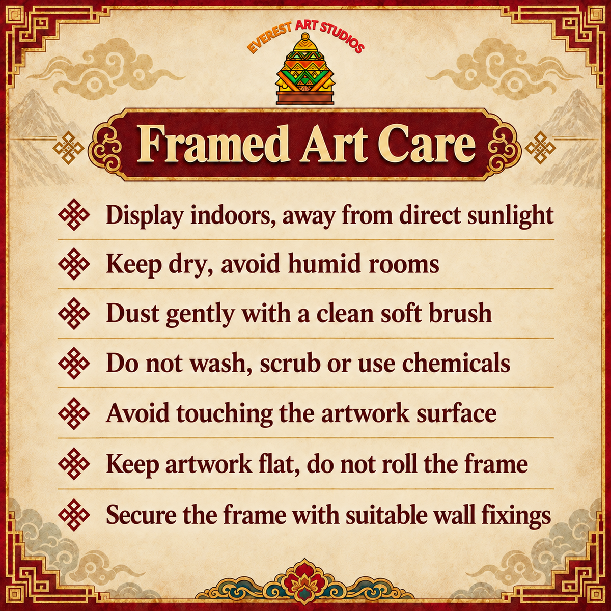 Framed art care