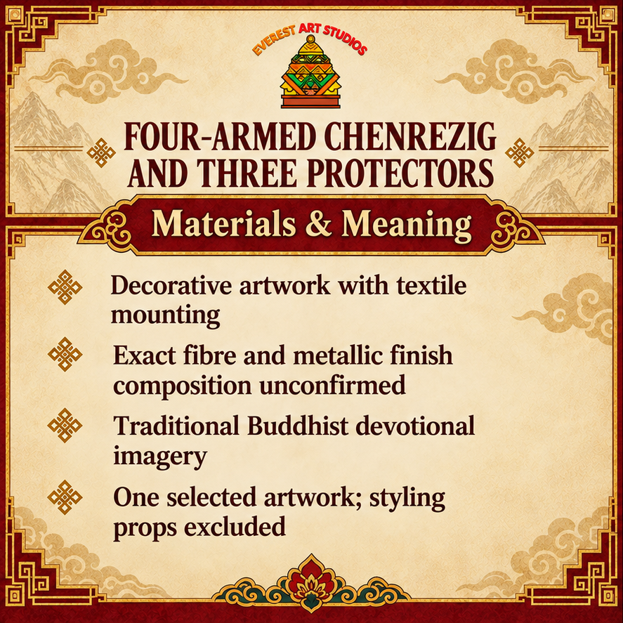 Four-Armed Chenrezig and Three Protectors material