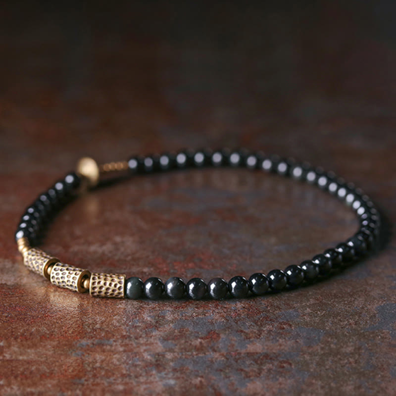 EverestArtstudios Rainbow Obsidian Copper Love Double Wrap Bracelet
