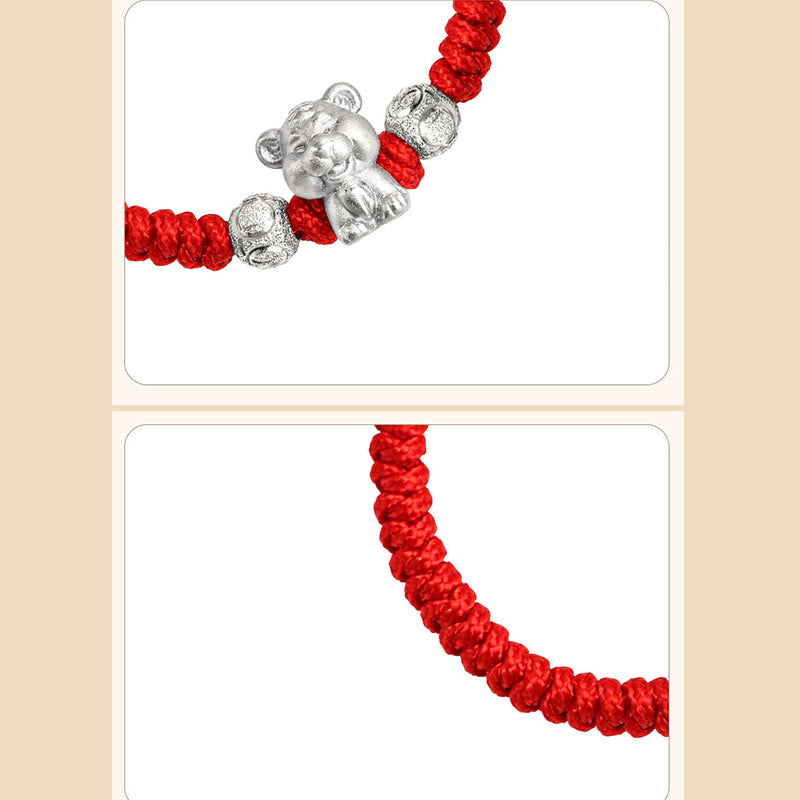 EverestArtStudios 999 Sterling Silver Chinese Zodiac Red Cord Fortune Handcrafted Children's Bracelet
