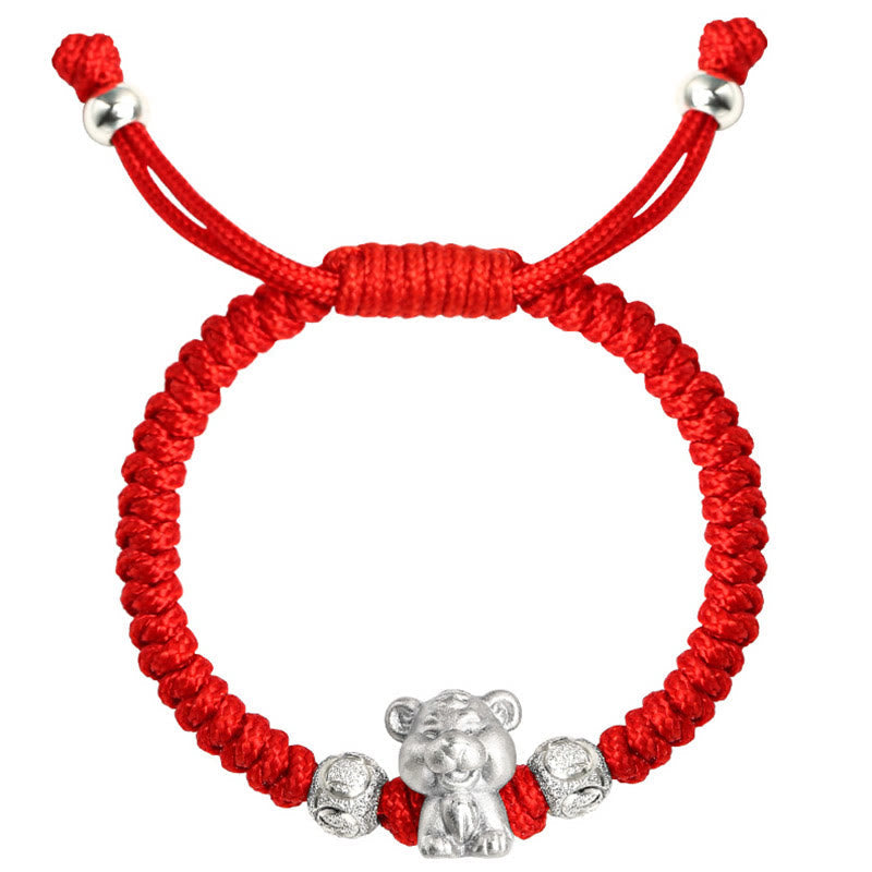 EverestArtStudios 999 Sterling Silver Chinese Zodiac Red Cord Fortune Handcrafted Children's Bracelet