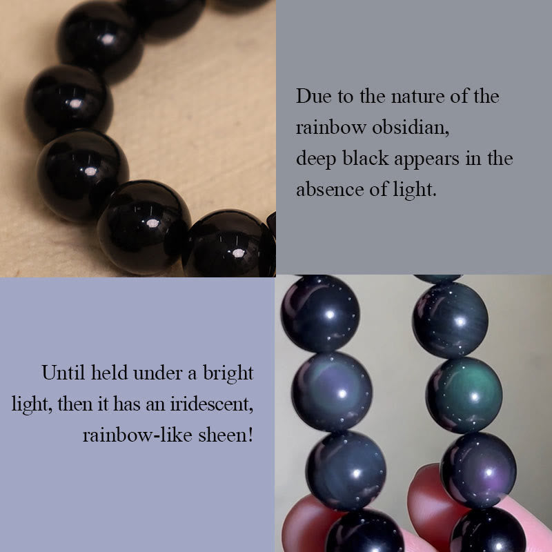 EverestArtstudios Rainbow Obsidian Copper Bead Positive Transformation Bracelet
