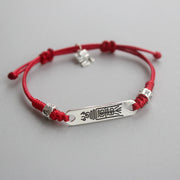 EverestArtStudios 925 Sterling Silver Red Cord Fortune Resilience Woven Bracelet