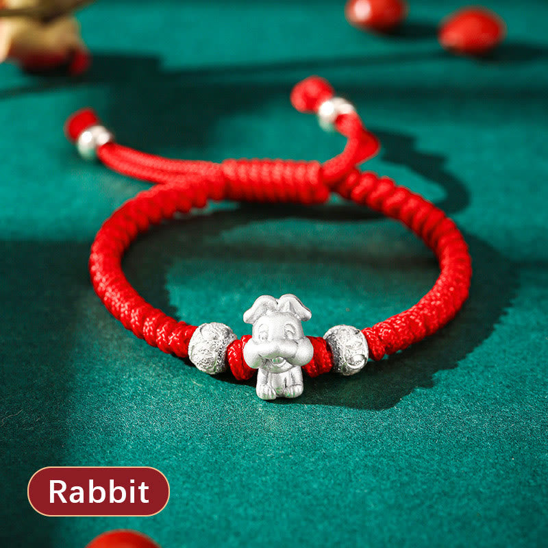 EverestArtStudios 999 Sterling Silver Chinese Zodiac Red Cord Fortune Handcrafted Children's Bracelet