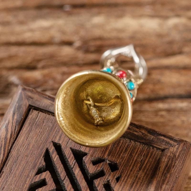 Handcrafted Vajra Bell, Nepalese Brass Five-Pronged Vajra Bell, Pendant Tibetan Ritual Amulet Unisex Protection, Tibetan Talisman