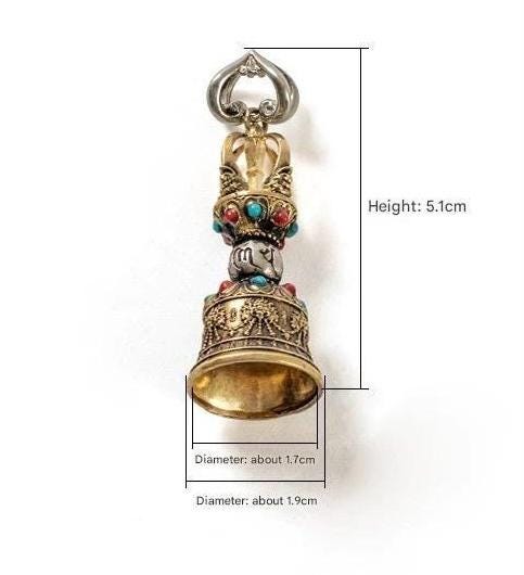 Handcrafted Vajra Bell, Nepalese Brass Five-Pronged Vajra Bell, Pendant Tibetan Ritual Amulet Unisex Protection, Tibetan Talisman
