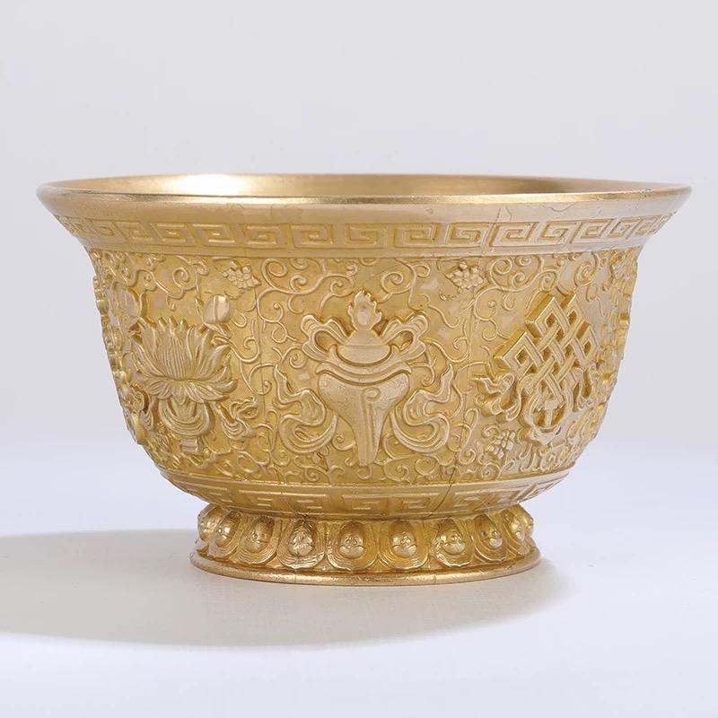 Offering bowl, light yellow finish, original front photograph on approved red background