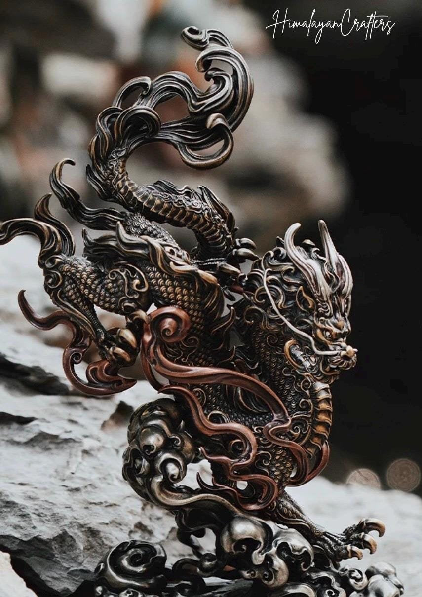 Dragon statue original source photo 01 on branded background
