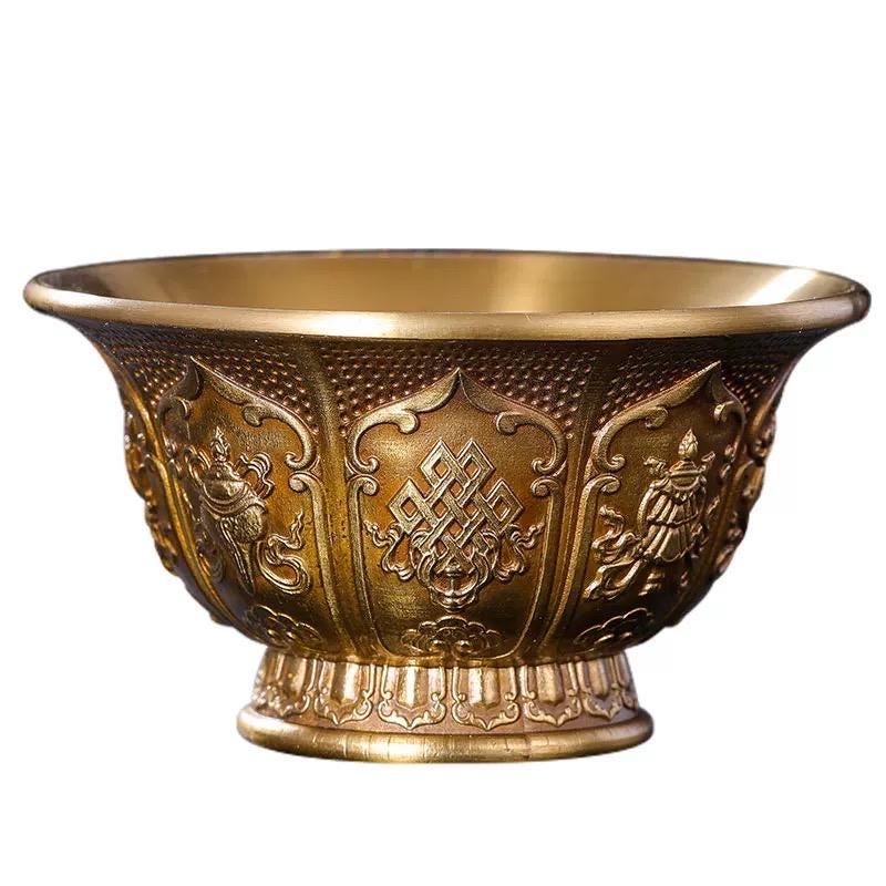 Handcrafted Copper Brass Offering Bowl Tibetan Buddhist Altar Cup for Rituals Meditation Incense Offerings