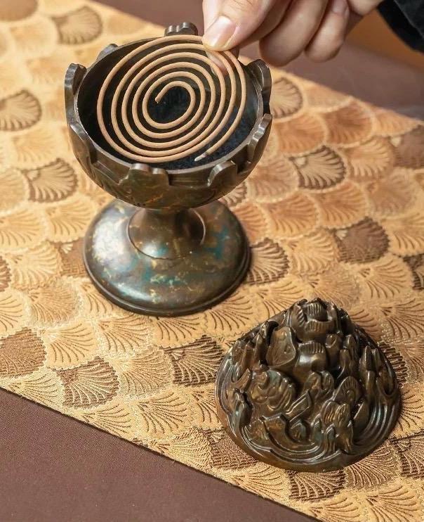 Creative Boshan Incense Burner Large Home - Use Censer for Sandalwood & Agarwood, Bronze Tea Ceremony Meditation Decor