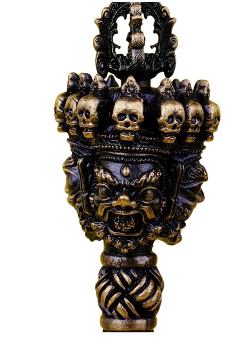Handcrafted 8.5” Phurba Vajra Dagger Vintage Handmade Nepal Tibetan Pure Brass Amulet