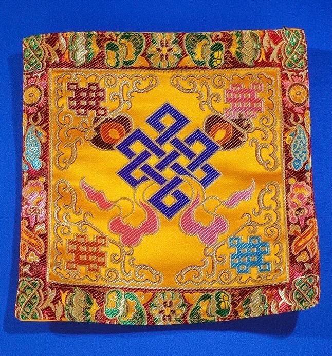 Handcrafted Cushion Tibetan Ritual Altar Mat Eight Auspicious Symbols Fabric Gift