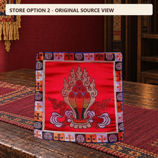 Handcrafted Cushion Tibetan Ritual Altar Mat Eight Auspicious Symbols Fabric Gift