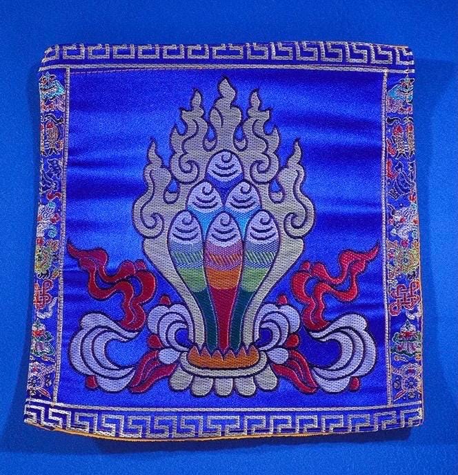 Handcrafted Cushion Tibetan Ritual Altar Mat Eight Auspicious Symbols Fabric Gift