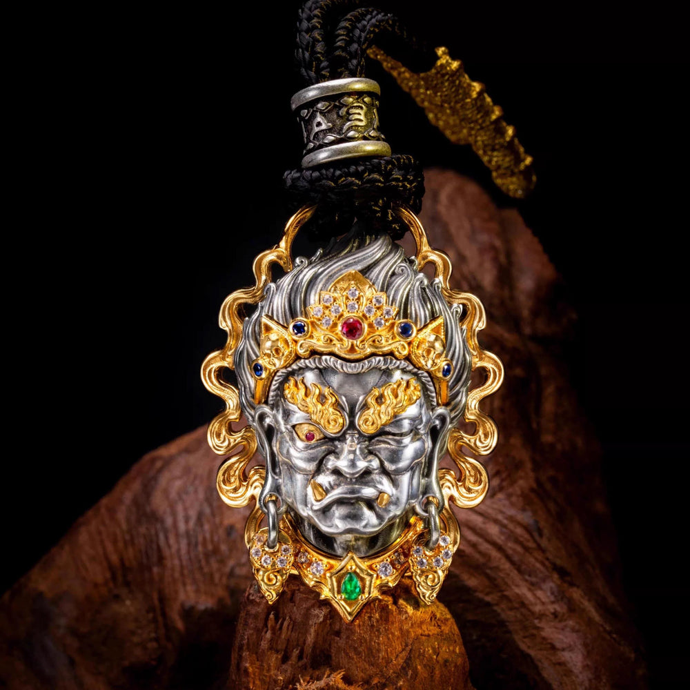 ORNATE MASK PENDANT — original source view 5; ORIGINAL WOODEN-PROP REFERENCE