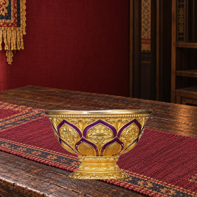 Handcrafted Copper Brass Offering Bowl Tibetan Buddhist Altar Cup for Rituals Meditation Incense Offerings Colourful