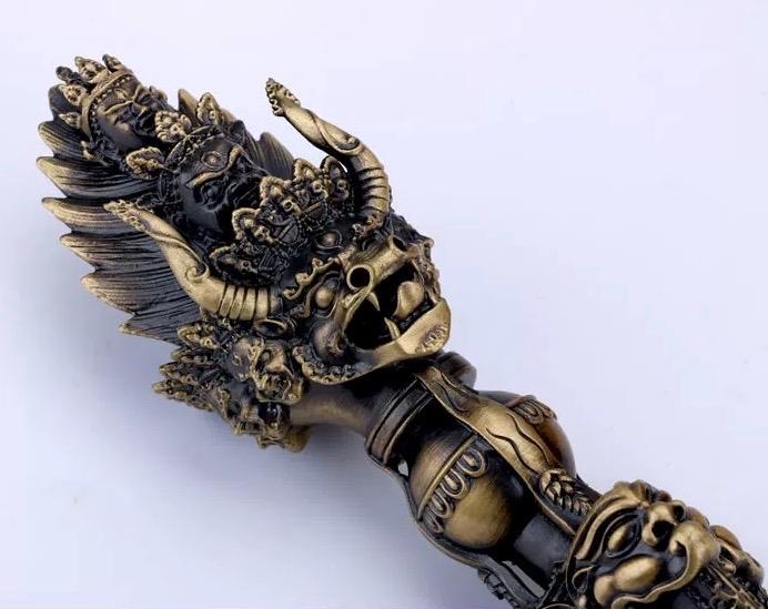 9” Phurba Vajra Dagger Vintage Handmade Nepal Tibetan Pure Brass Amulet