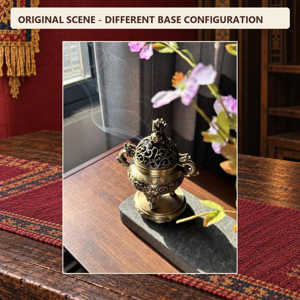 Handcrafted Zinc Incense Burner Lion, Antique-Style Suanni Lion Incense Burner, Traditional Tibetan Censer