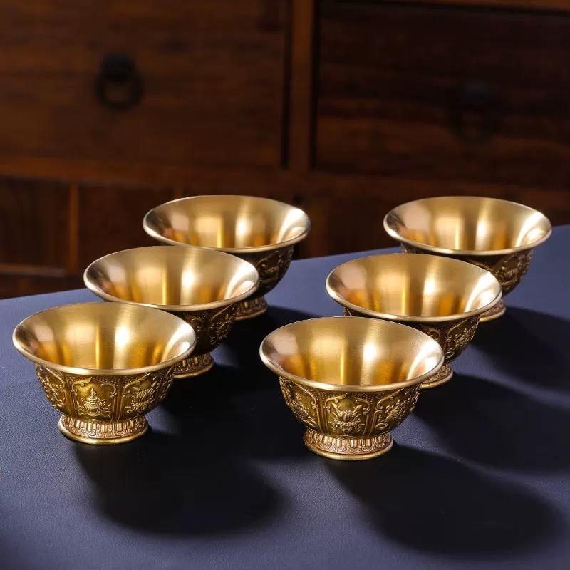 Handcrafted Copper Brass Offering Bowl Tibetan Buddhist Altar Cup for Rituals Meditation Incense Offerings