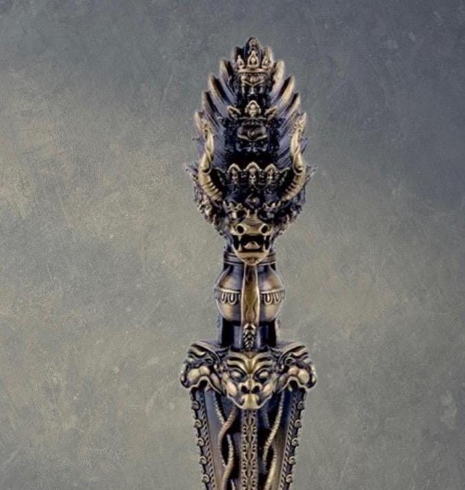 9” Phurba Vajra Dagger Vintage Handmade Nepal Tibetan Pure Brass Amulet